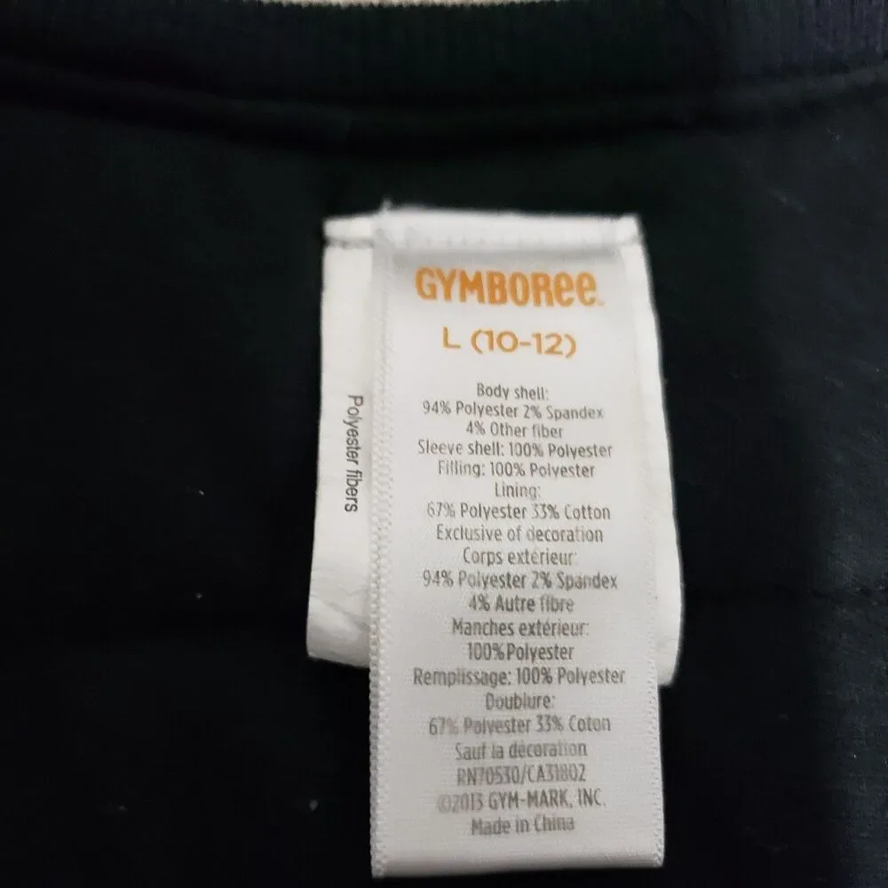 Gymboree Rock n Roll Collection Varsity Blue Black Zip Boys Warm Coat  L (10-12)